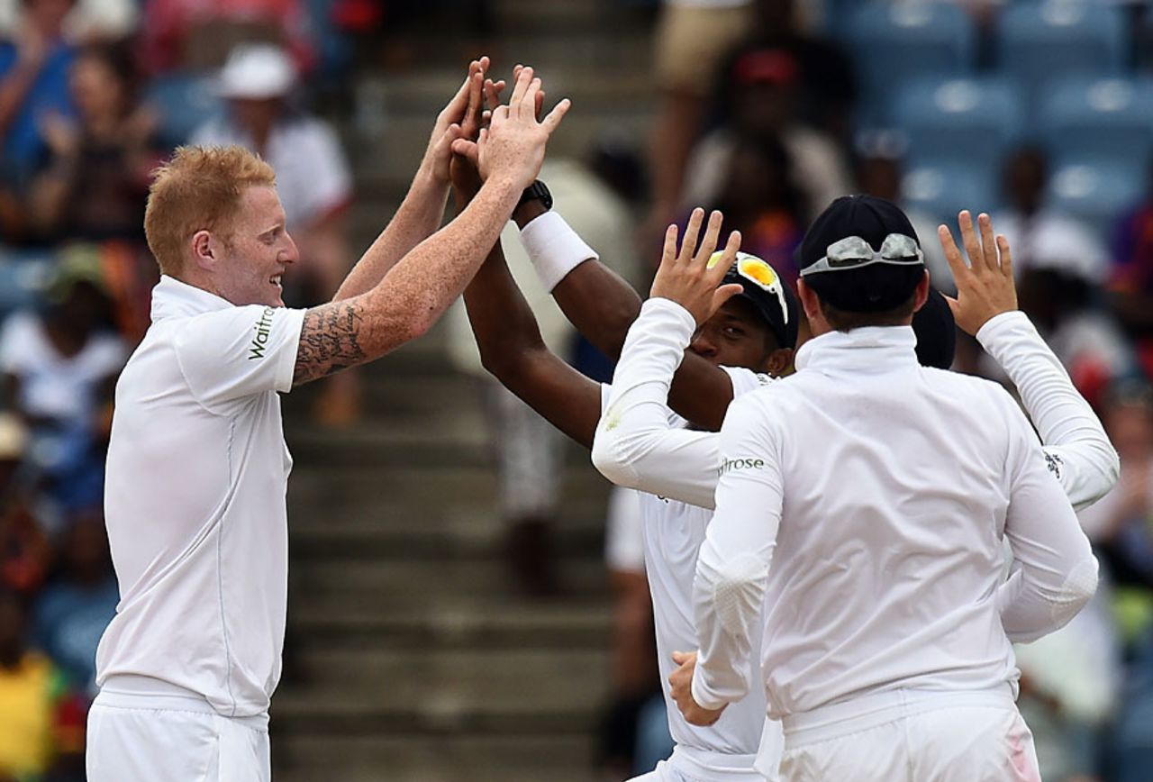 Ben Stokes struck in his first over, West Indies v England, 2nd Test, St George's, 1st day, April 21, 2015