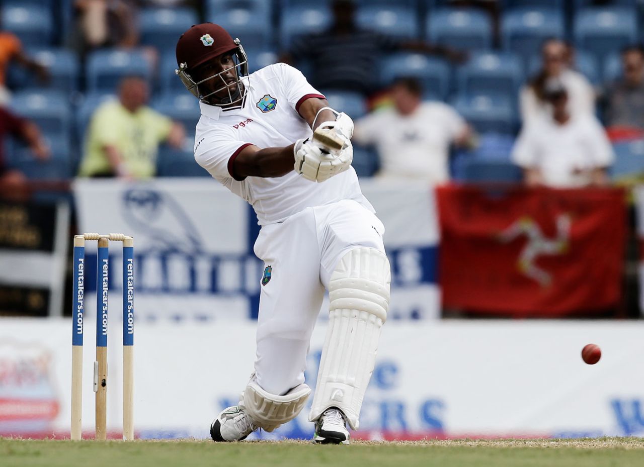 Shannon Gabriel heaves into the leg side, West Indies v England, 2nd Test, St George's, 2nd day, April 22, 2015