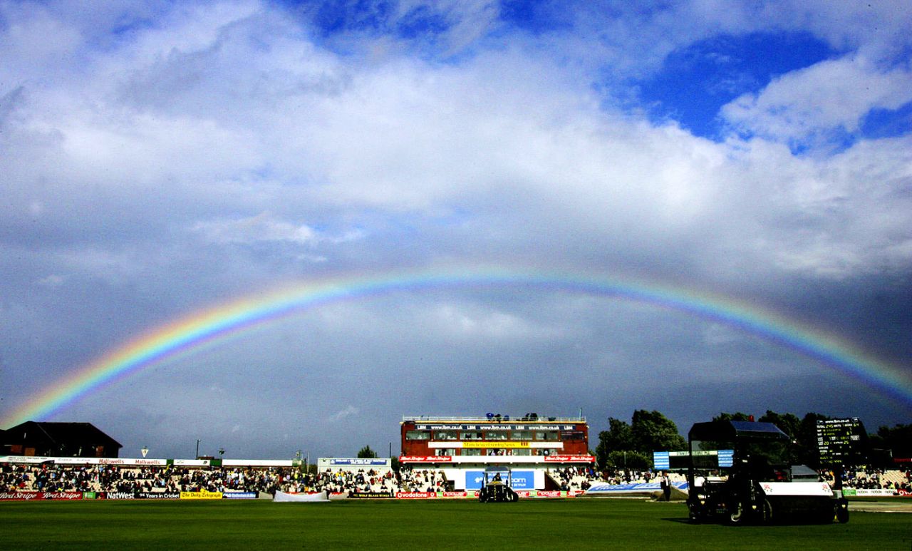 A rainbow frames Old Trafford, England v Australia, 4th Test, Old Trafford, 3rd day, August 13, 2005
