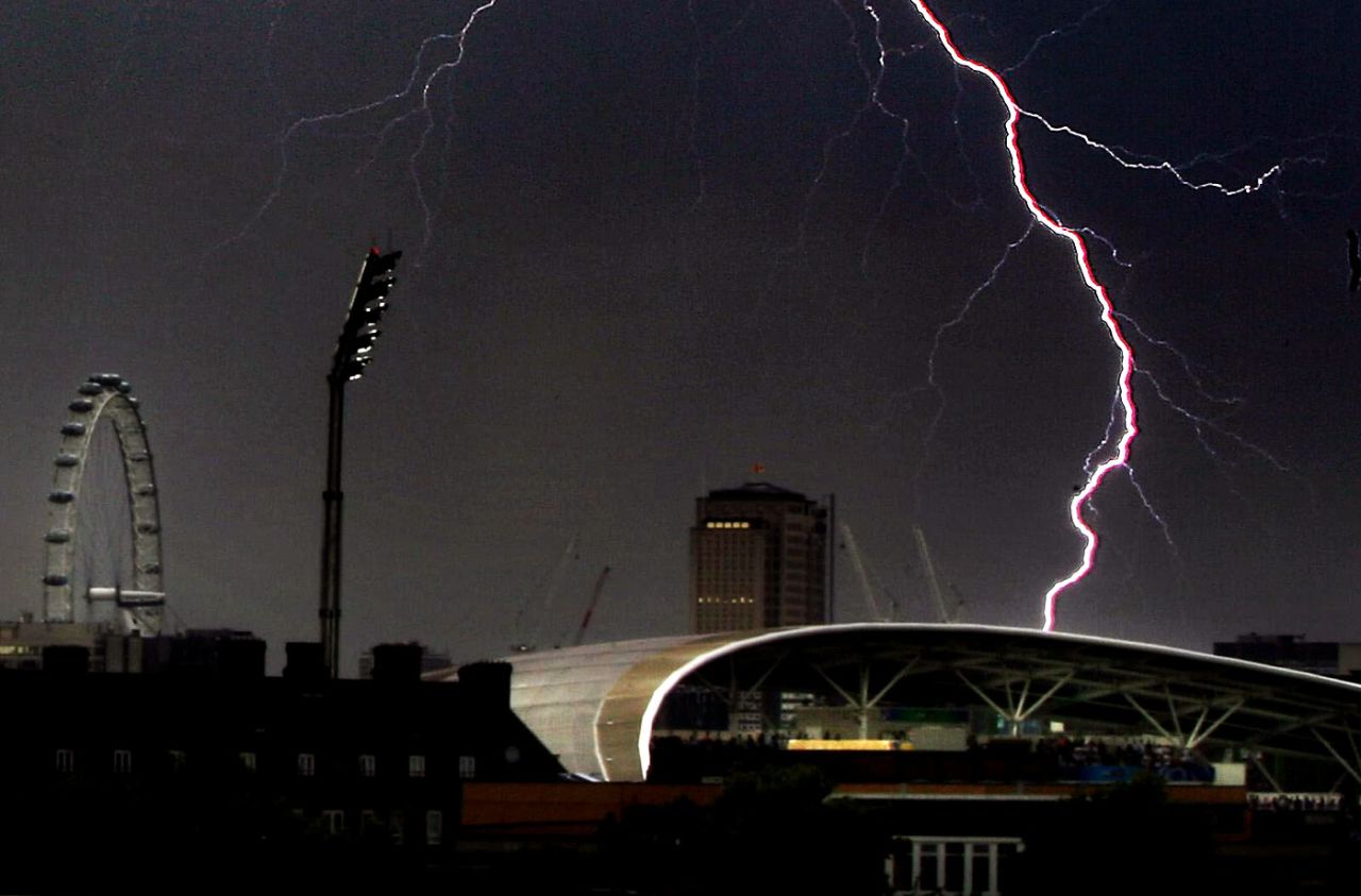 Lightning strikes over The Oval, England v West Indies, ICC World Twenty20, The Oval, June 15, 2009