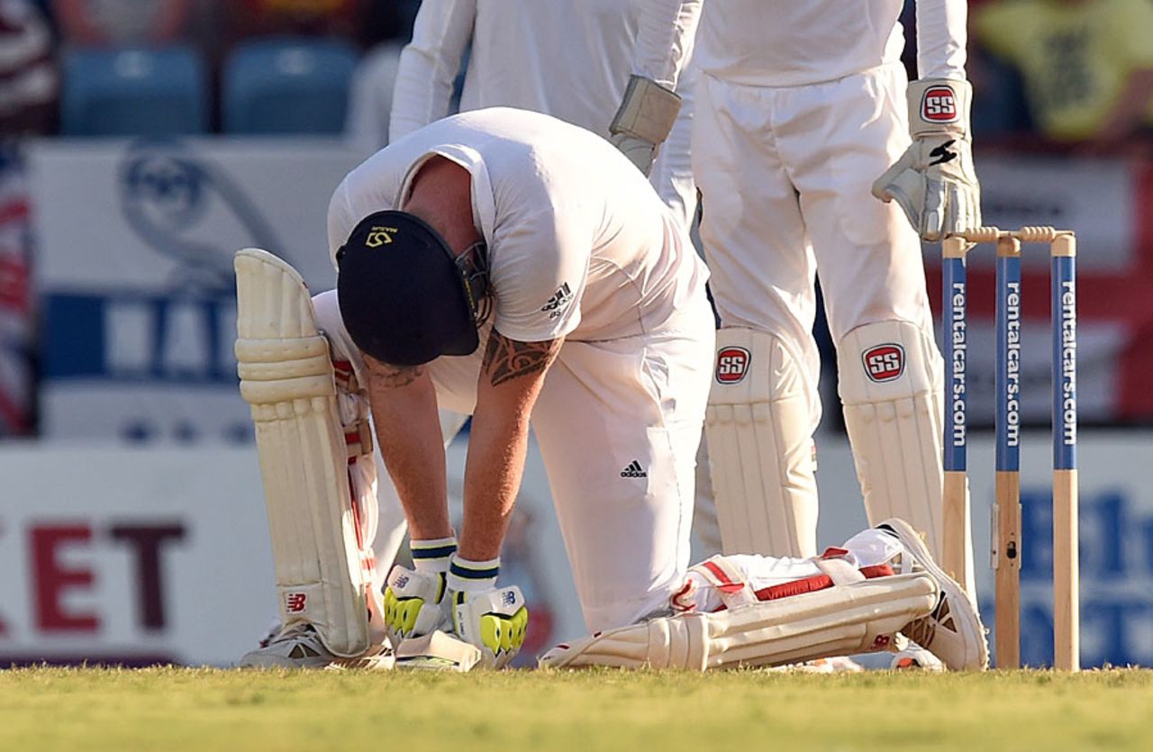 Ben Stokes couldn't believe it when he pulled to deep midwicket, West Indies v England, 2nd Test, St George's, 3rd day, April 23, 2015