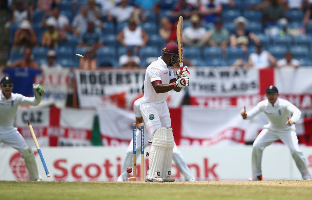 Devon Smith played the ball on to his own stumps, West Indies v England, 2nd Test, St George's, 4th day, April 24, 2015