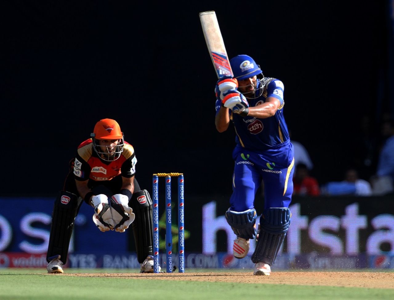 Rohit Sharma flicks one to the leg side, Mumbai Indians v Sunrisers Hyderabad, IPL 2015, Mumbai, April 25, 2015