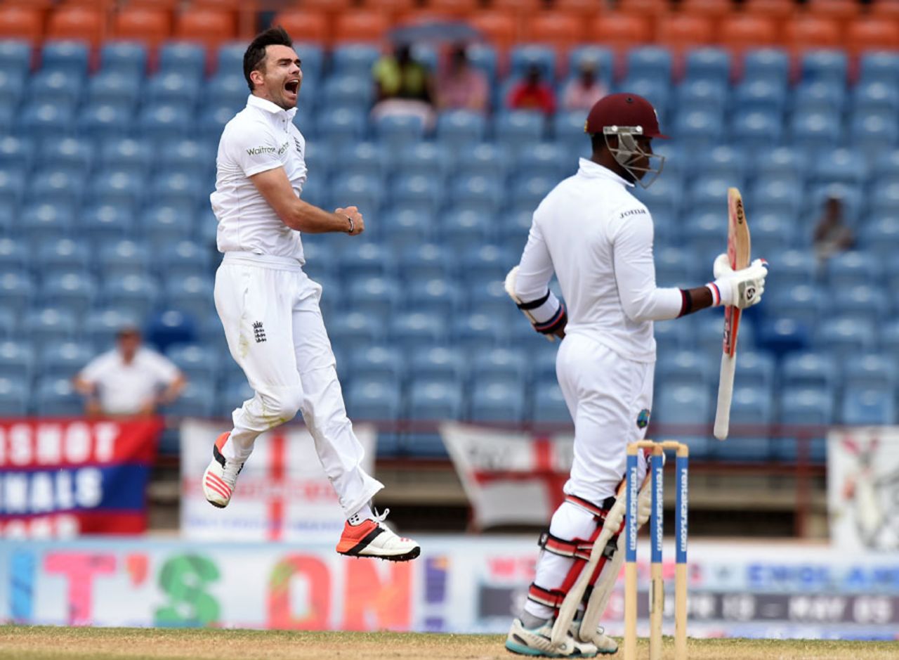 James Anderson removed Marlon Samuels, West Indies v England, 2nd Test, St George's, 5th day, April 25, 2015