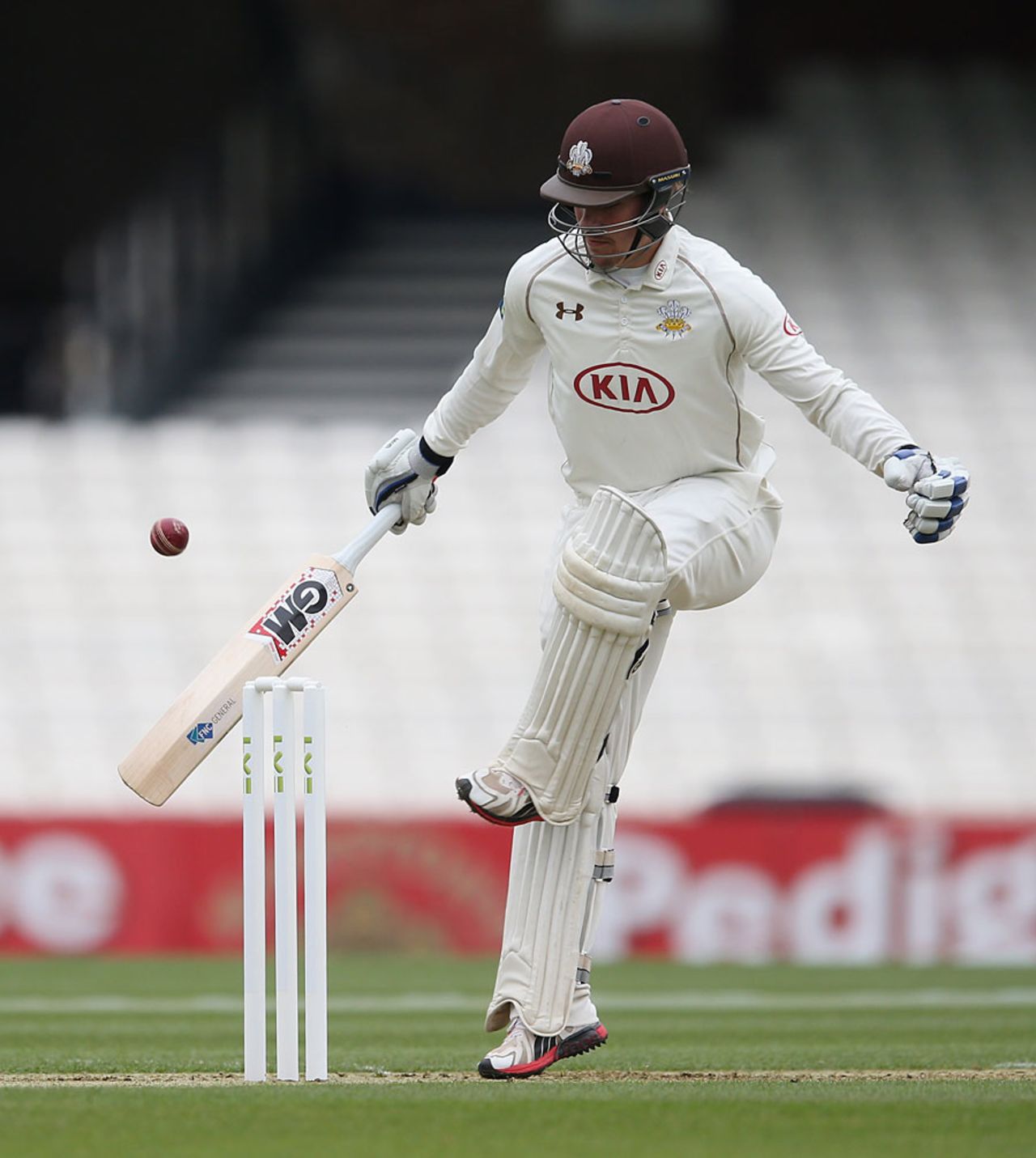 Rory Burns needed some nifty footwork to keep the ball away from the stumps, Surrey v Essex, County Championship Division Two, The Oval, 1st day, April 26, 2015