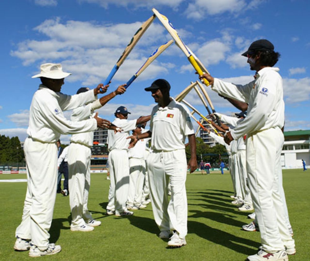 Muttiah Muralitharan gets the guard the honour, Zimbabwe v Sri Lanka, 1st Test, Harare, May 8, 2004