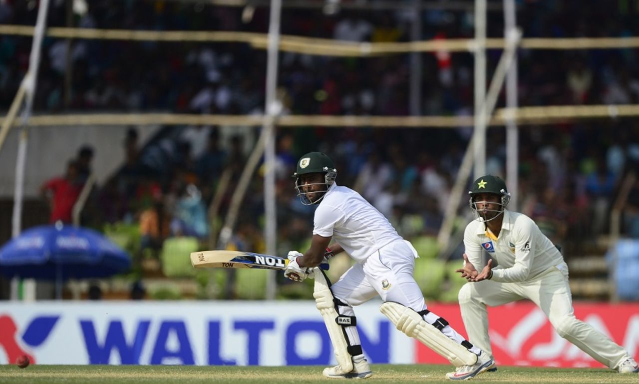 Imrul Kayes guides the ball through the off side, Bangladesh v Pakistan, 1st Test, Khulna, 4th day, May 1, 2015