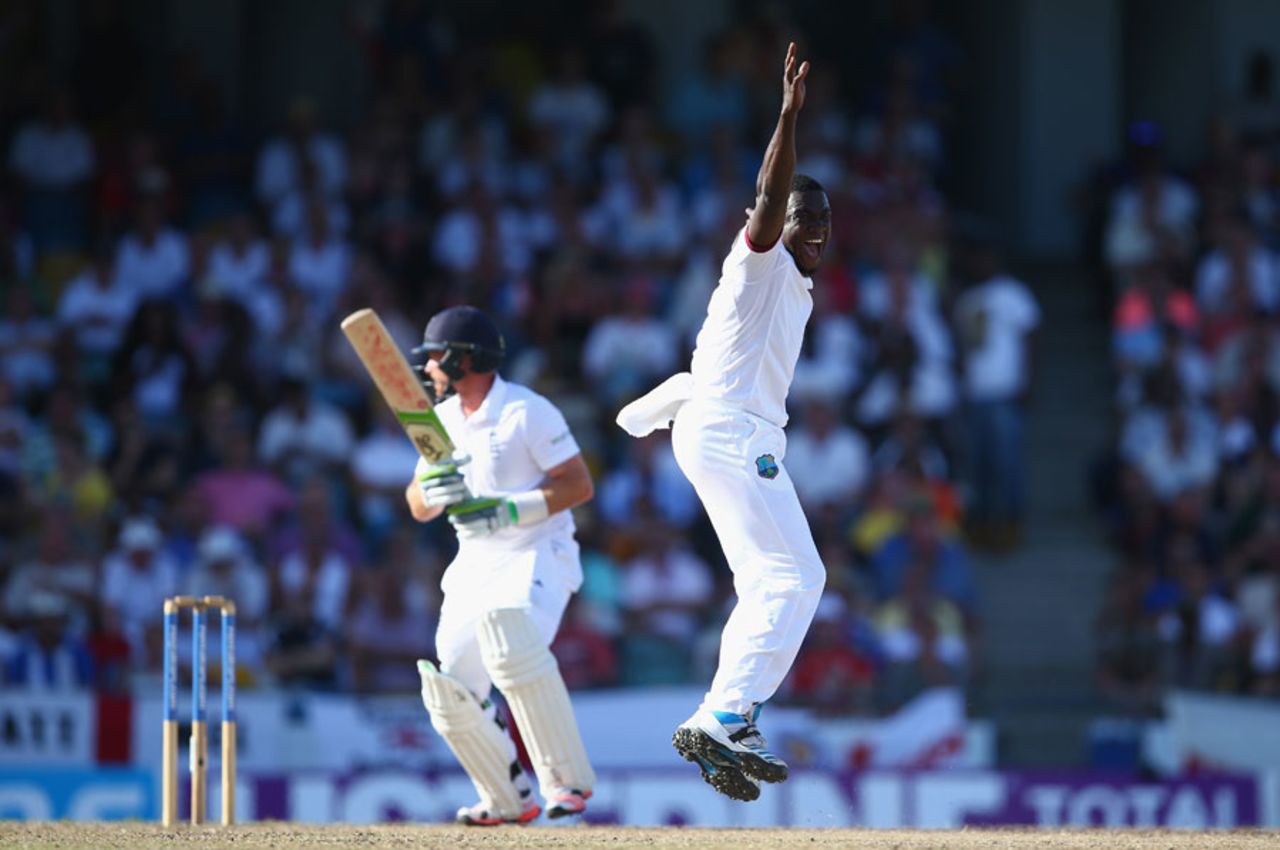 Jerome Taylor won an lbw decision against Ian Bell, West Indies v England, 3rd Test, Bridgetown, 2nd day, May 2, 2015