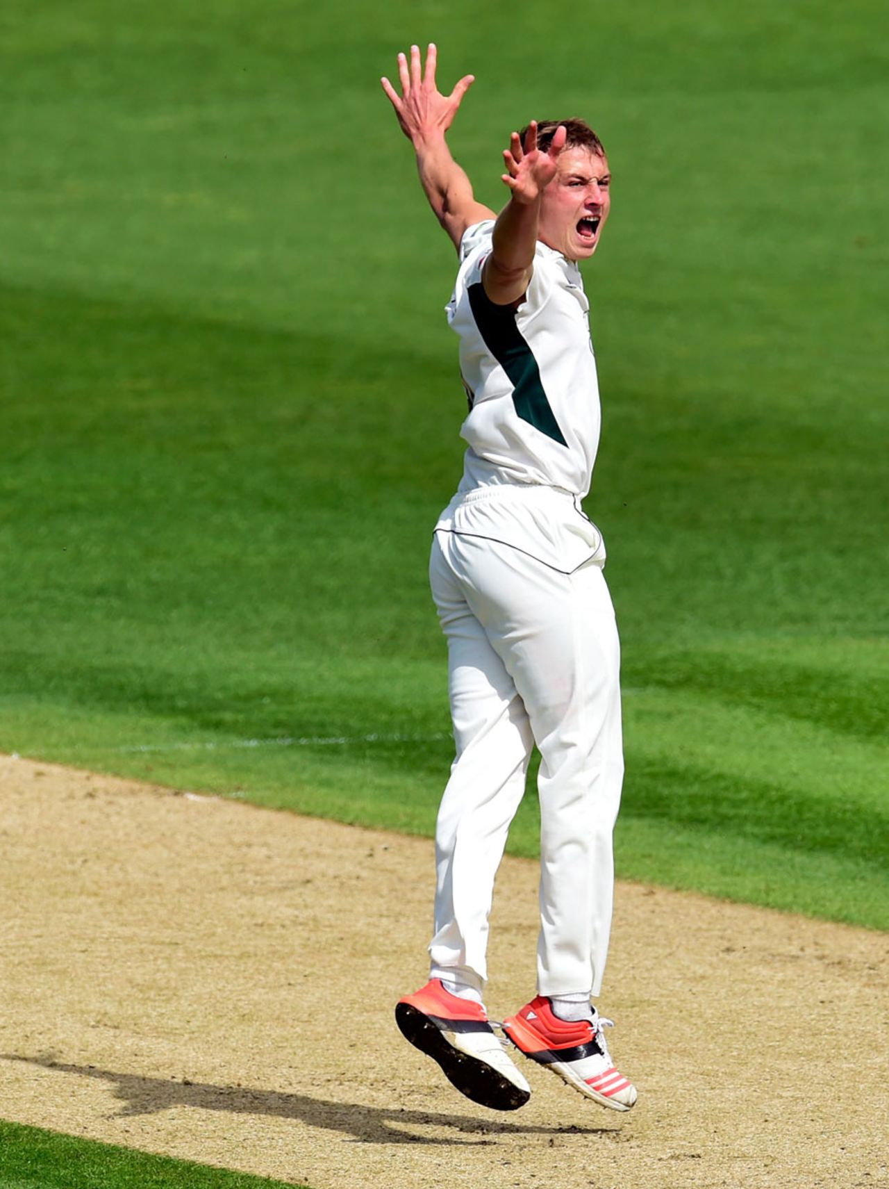 Charles Morris took four wickets in his opening spell, Worcestershire v Somerset, County Championship, Division One, New Road, 1st day, May 3, 2015