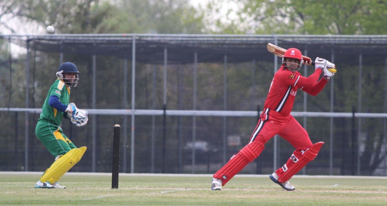 Rizwan Cheema cuts through the off side during his 31-ball 34, Canada v Suriname, ICC Americas Regional T20, Indianapolis, May 2, 2015