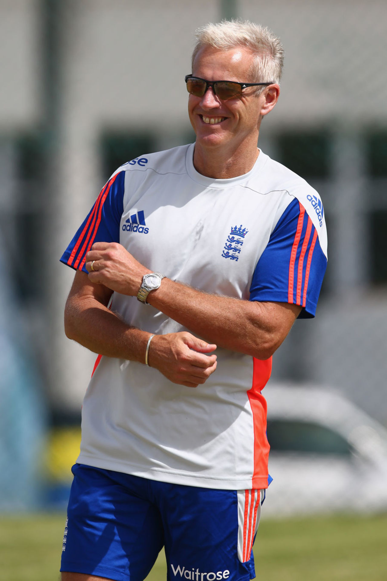 Peter Moores at England nets, Antigua, April 11, 2015