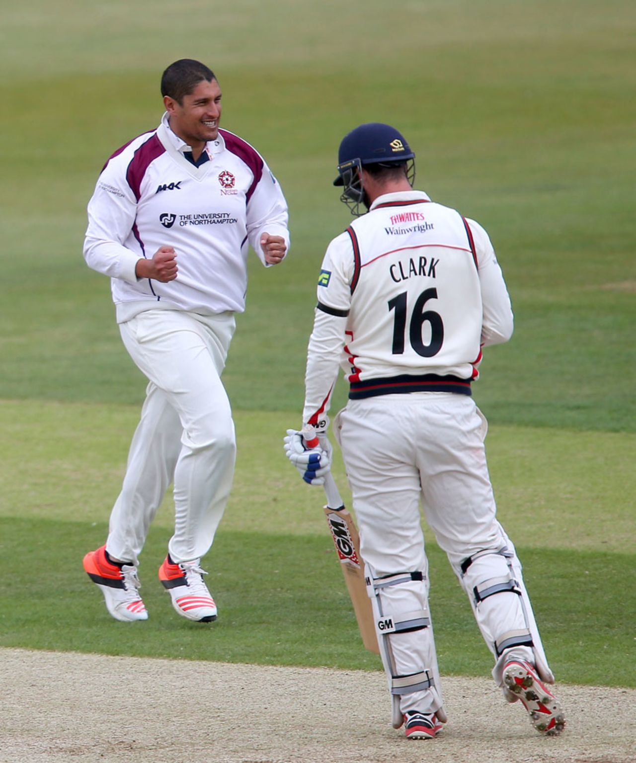 Rory Kleinveldt picked up Jordan Clark for a duck, Northamptonshire v Lancashire, County Championship, Division Two, Wantage Road, 3rd day, May 5, 2015