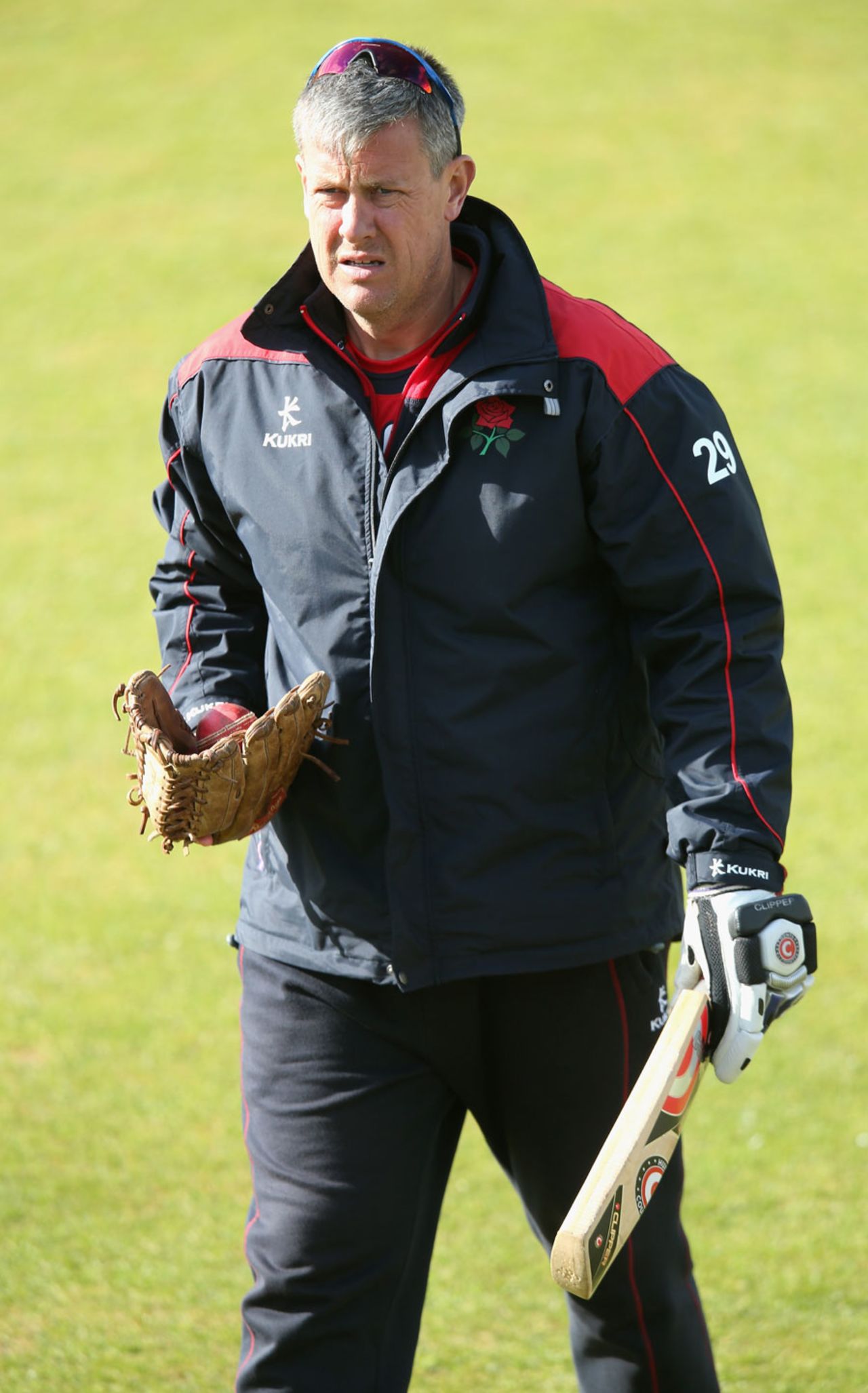 Ashley Giles leads a catching drill, Northamptonshire v Lancashire, County Championship, Division Two, Wantage Road, 3rd day, May 5, 2015