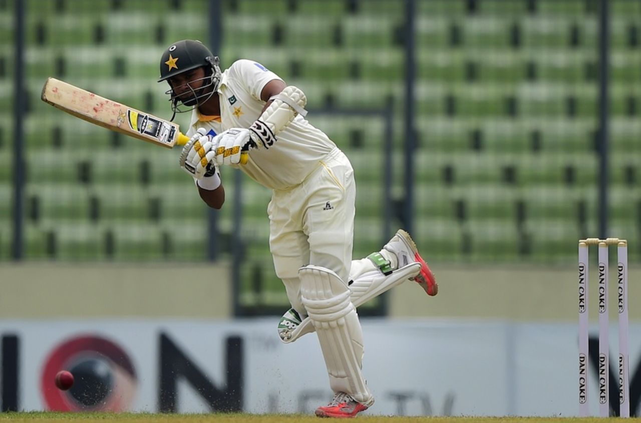 Azhar Ali hits through the leg side, Bangladesh v Pakistan, 2nd Test, Mirpur, 1st day, May 6, 2015