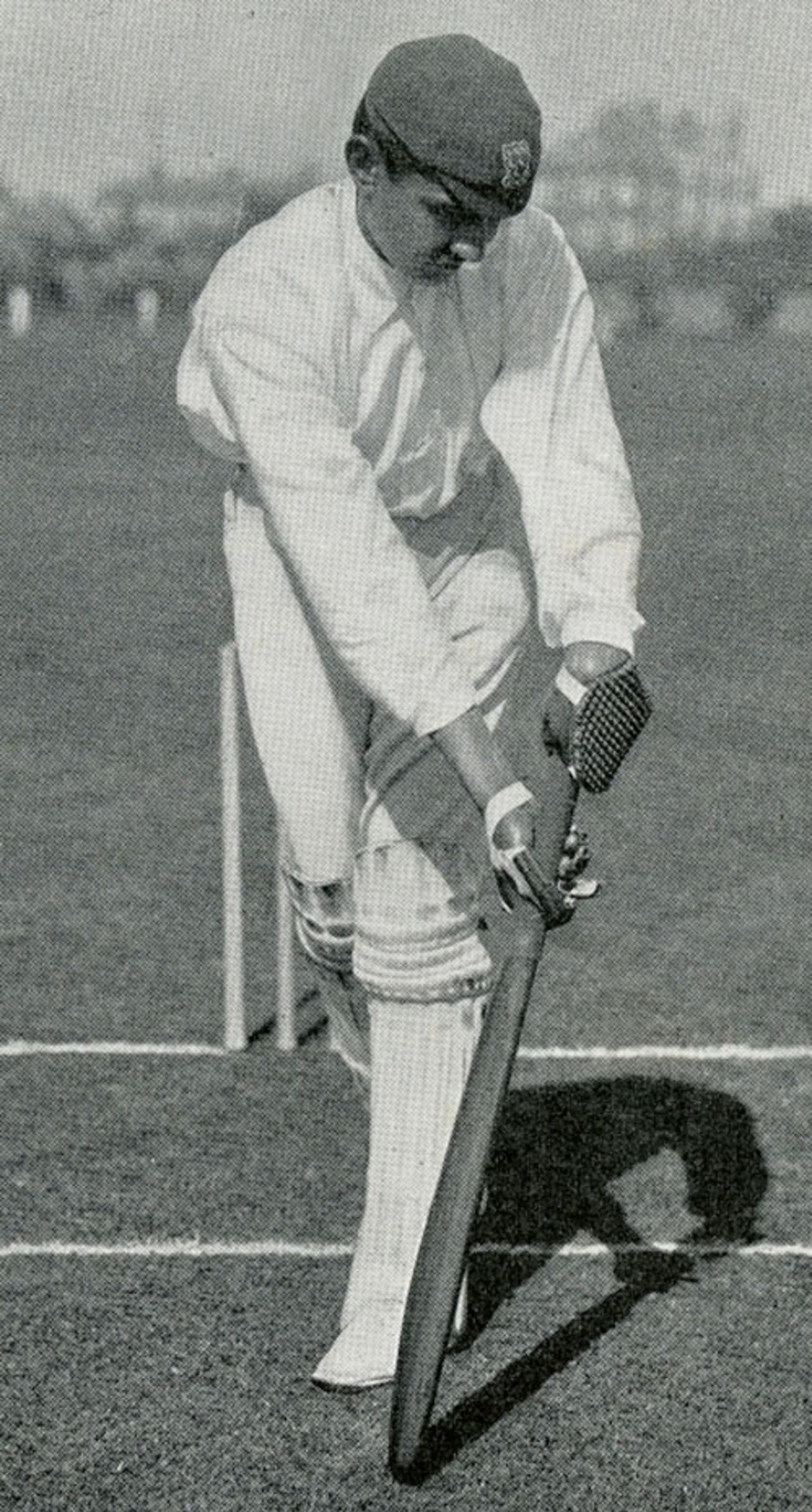 K S Ranjitsinhji displays his leg glance in his <I>Jubilee Book Of Cricket</I> in 1897