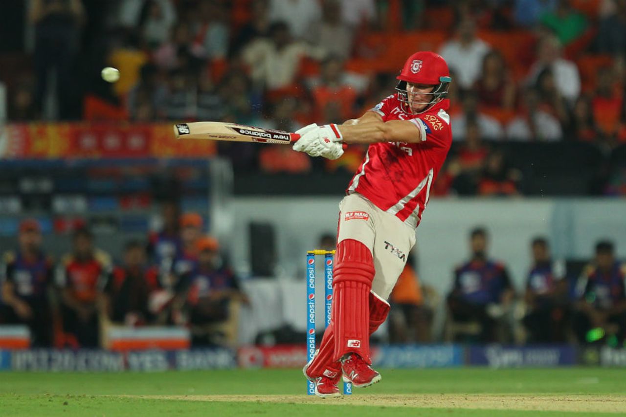 David Miller slams it for six, Sunrisers Hyderabad v Kings XI Punjab, IPL 2015, Hyderabad, May 11, 2015