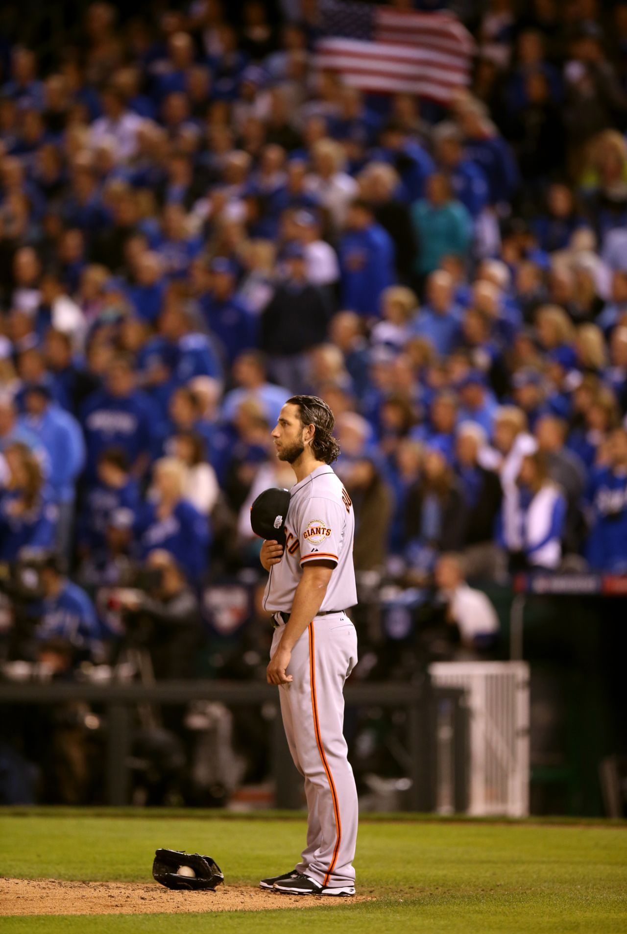 Madison Bumgarner of the San Francisco Giants on the field, October 29, 2014