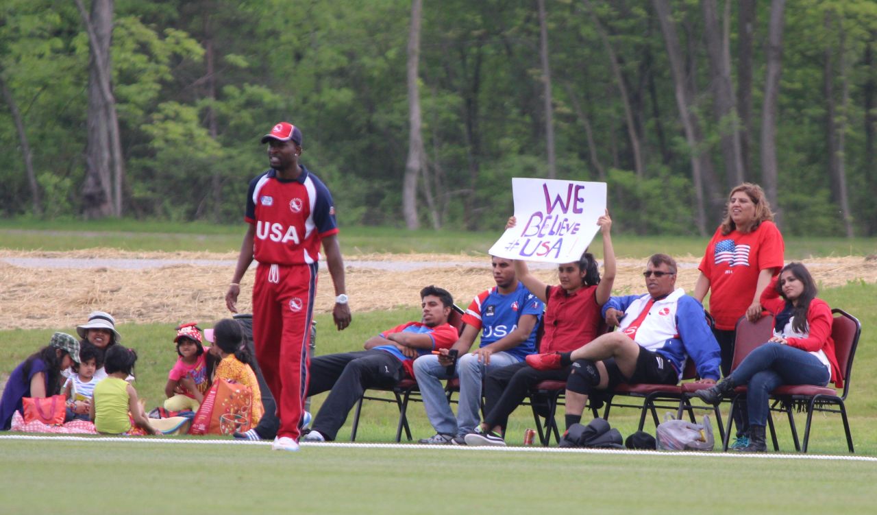 USA fans show their support at Indianapolis World Sport Park, Canada v United States of America, ICC Americas Regional T20, Indianapolis, May 9, 2015