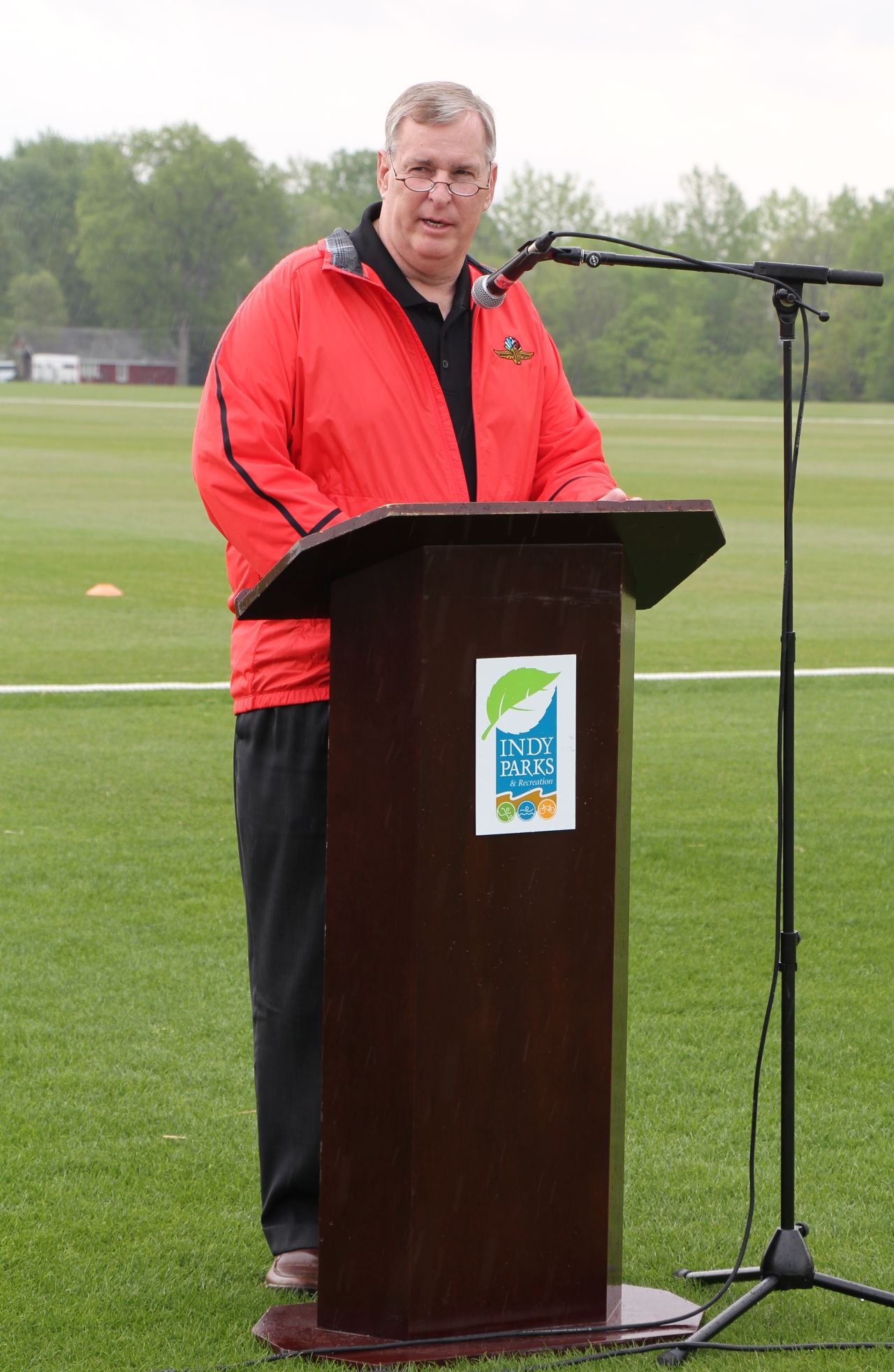 Indianapolis Mayor Greg Ballard welcomes the teams to World Sports Park, Canada v United States of America, ICC Americas Regional T20, Indianapolis, May 9, 2015