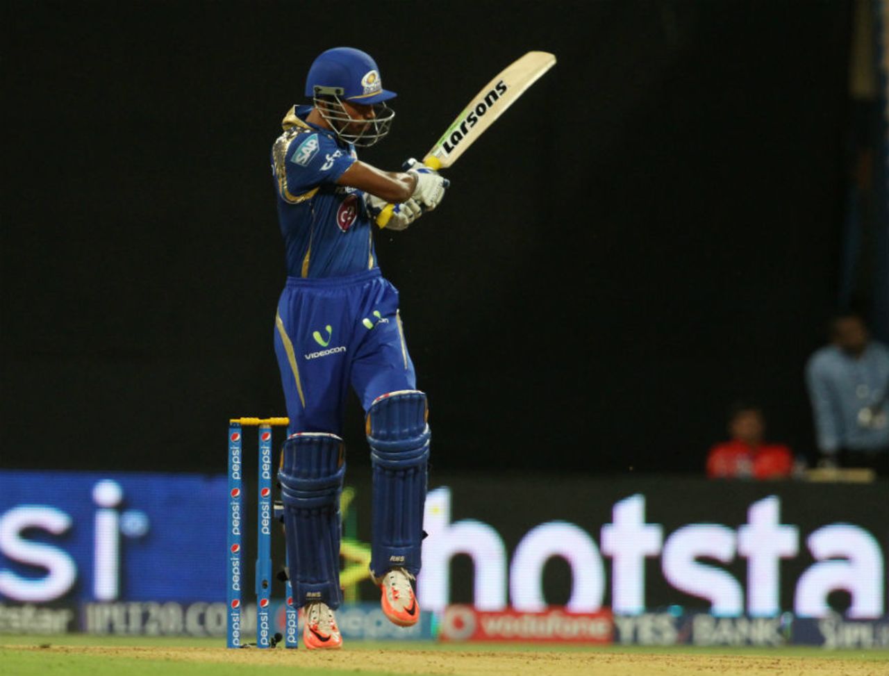 Hardik Pandya swipes for four, Mumbai Indians v Kolkata Knight Riders, IPL 2015, Mumbai, May 14, 2015