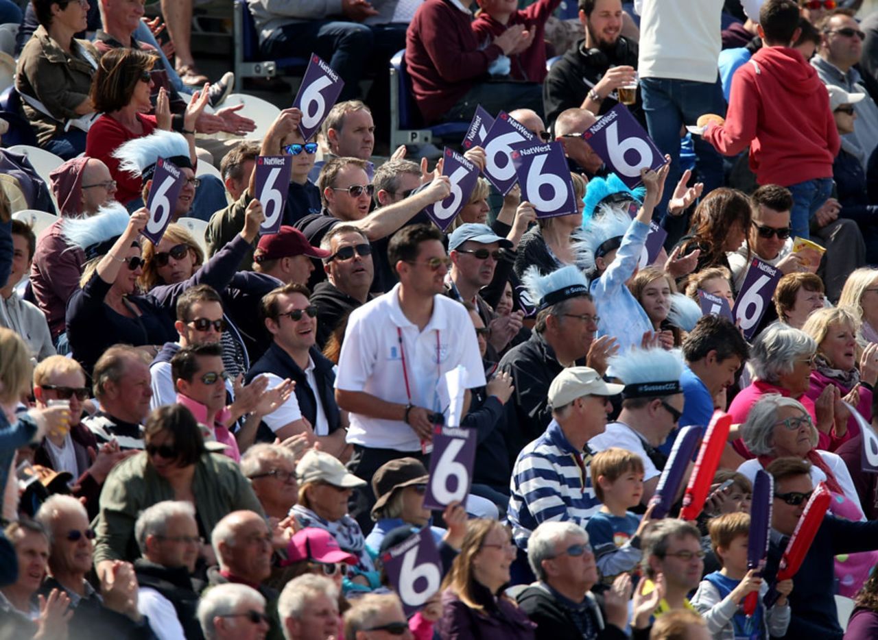 The six cards get an airing in the stands, Sussex v Gloucestershire, NatWest T20 Blast, South Group, Hove, May 17, 2015
