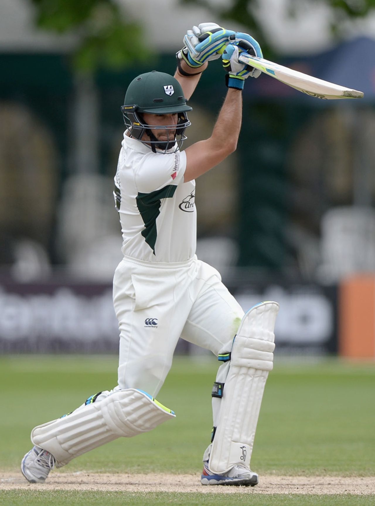 Daryl Mitchell drives on his way to 44, Worcestershire v New Zealanders, Tour match, New Road, 4th day, May 17, 2015