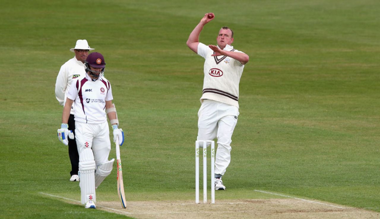 Luke Fletcher picked up his first Surrey wicket after joining on loan, Northamptonshire v Surrey, County Championship, Division Two, Wantage Road, 2nd day, May 19, 2015