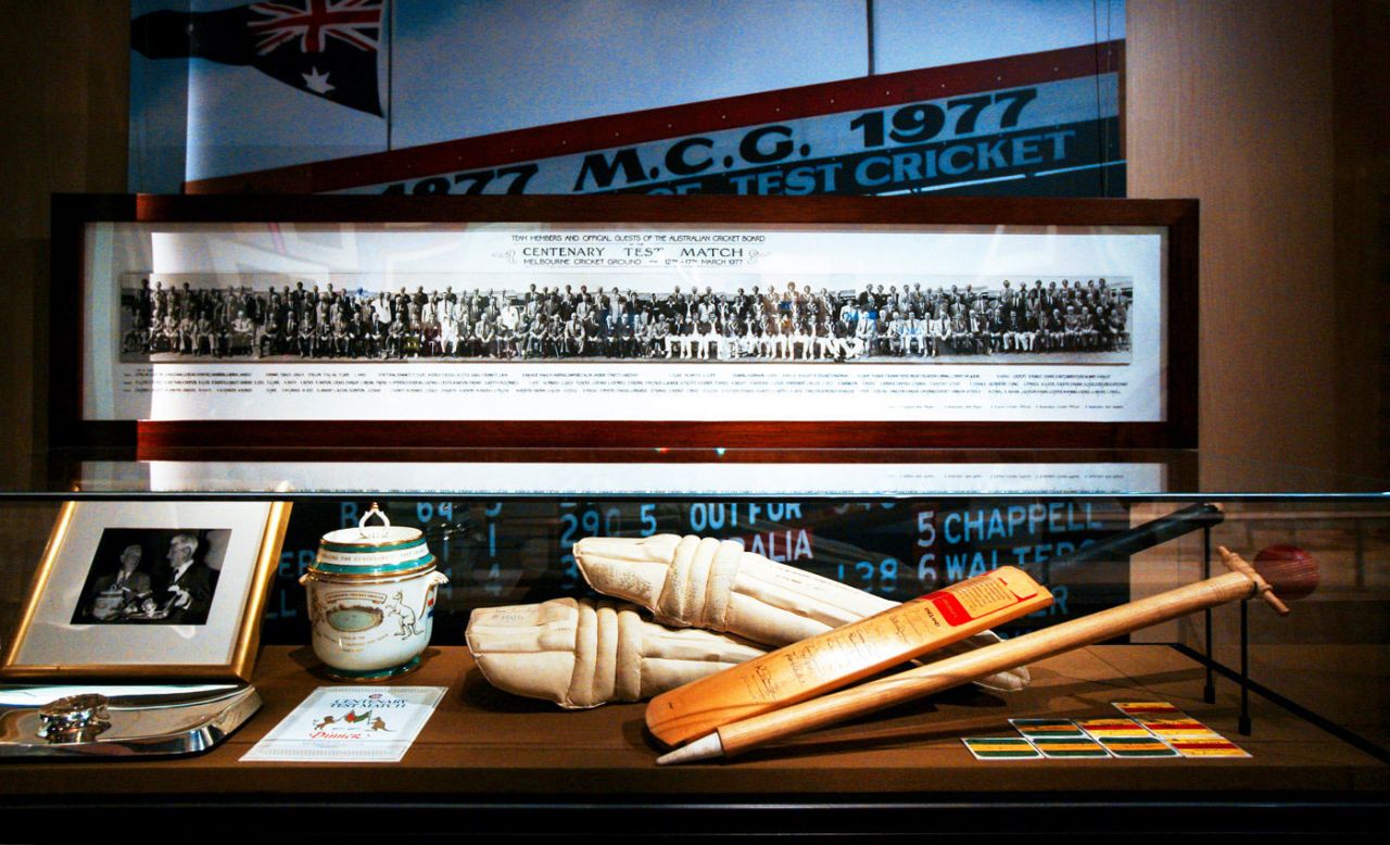 Memorabilia from the 1977 Centenary Test at the MCG museum, Melbourne, November 14, 2006