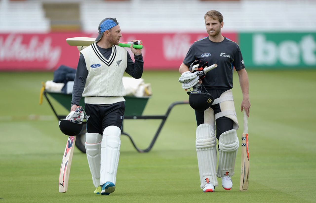 Brendon McCullum and Kane Williamson head to the nets, England v New Zealand, 1st Investec Test, Lord's, May 20, 2015