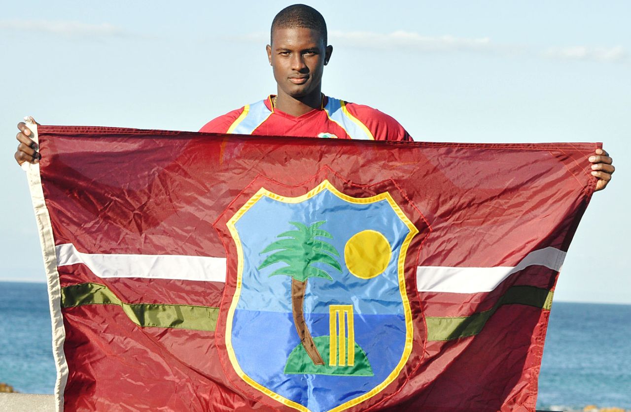 Jason Holder holds the West Indies flag, South Africa, December 23, 2014