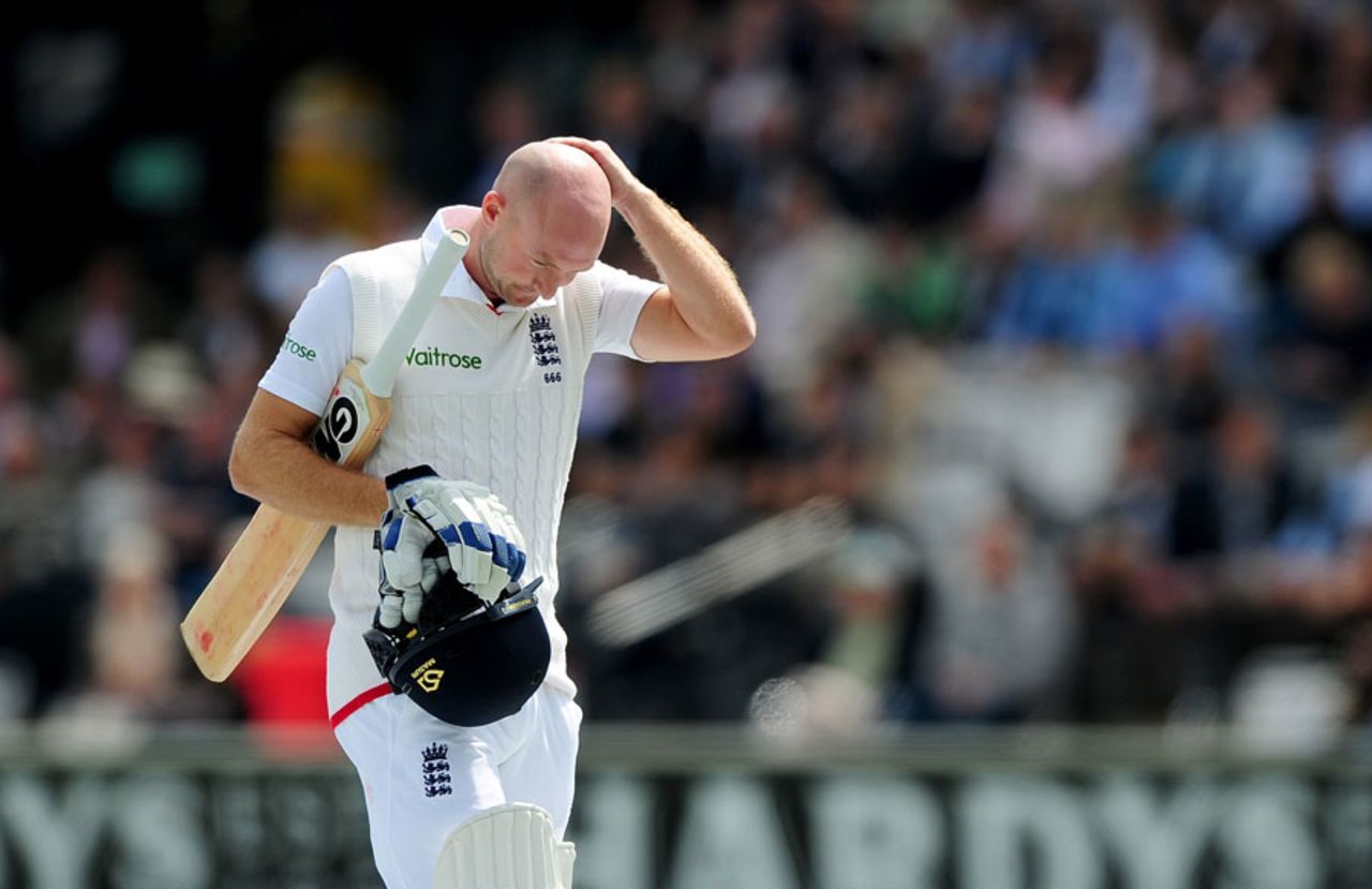 Adam Lyth walks off after making 7 on debut, England v New Zealand, 1st Investec Test, Lord's, 1st day, May 21, 2015