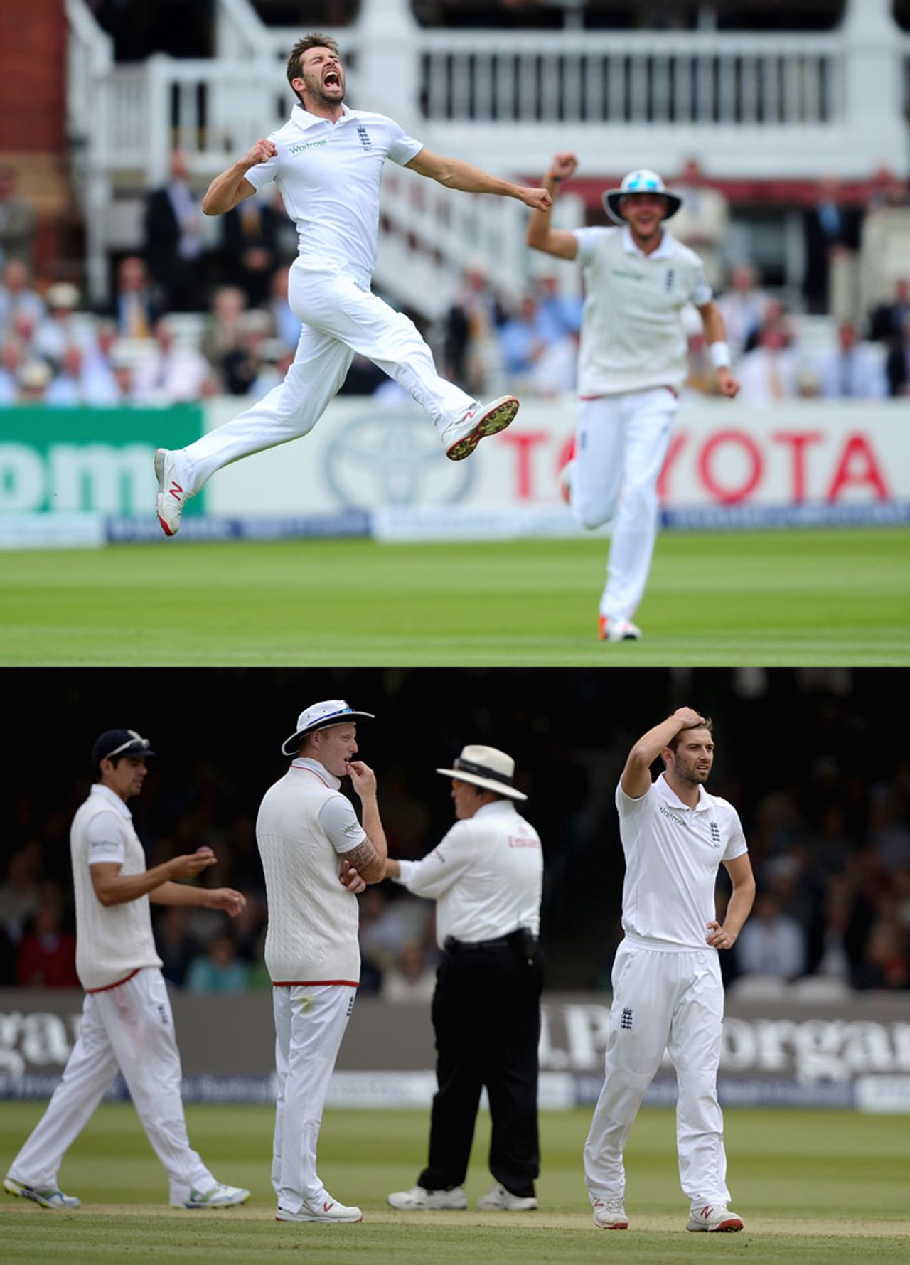 Mark Wood thought he had his first Test wicket, but had overstepped, England v New Zealand, 1st Investec Test, Lord's, 2nd day, May 22, 2015