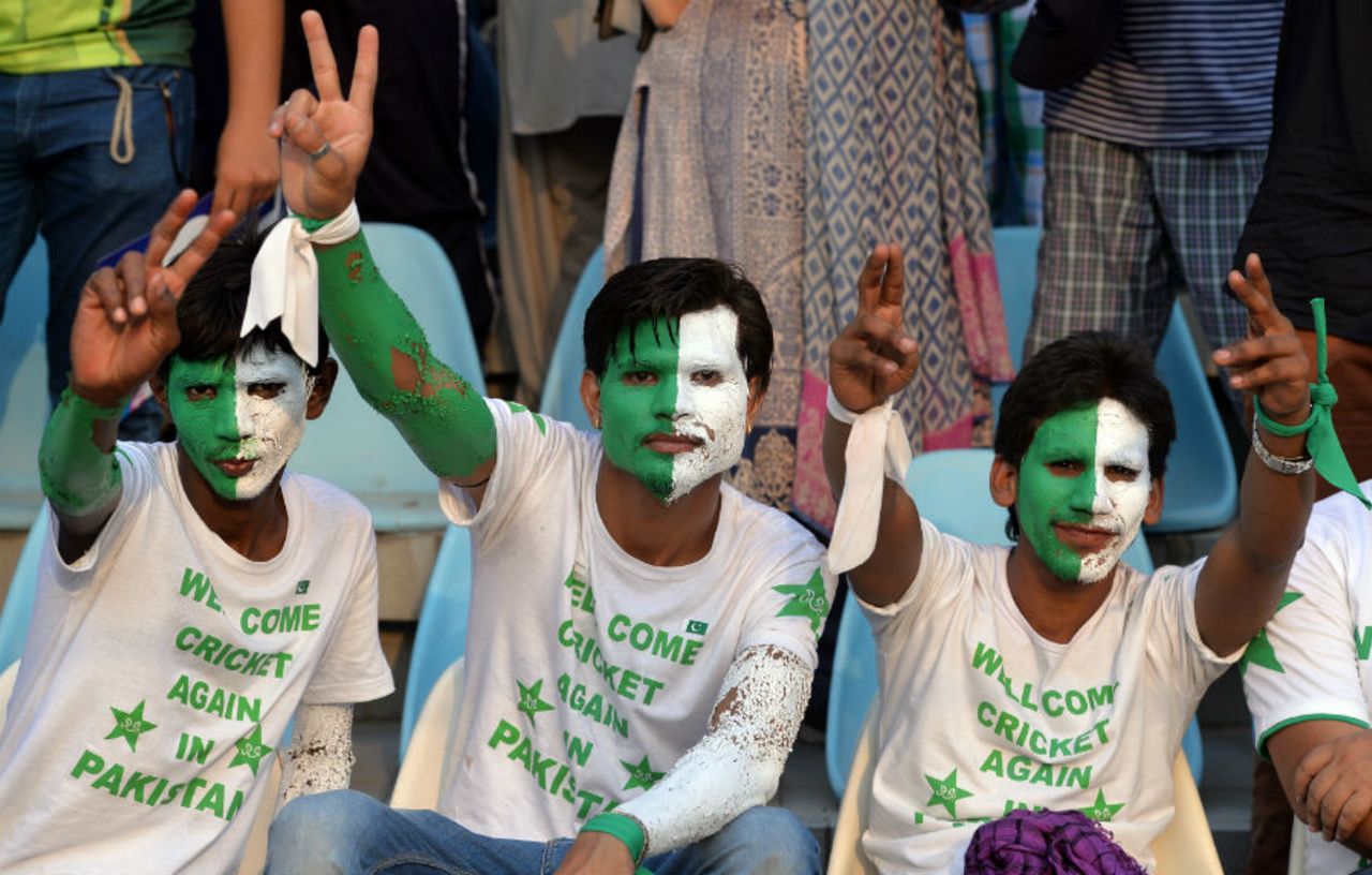 Fans show their support before the start of the game, Pakistan v Zimbabwe, 1st T20, Lahore, May 22, 2015