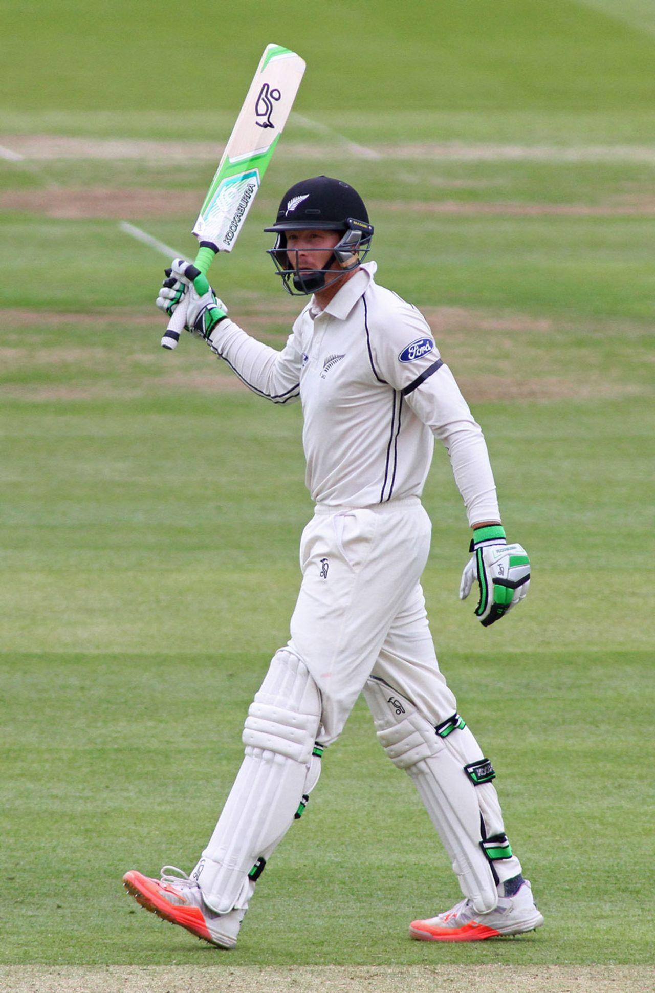 Martin Guptill raises his bat on reaching fifty, England v New Zealand, 1st Investec Test, Lord's, 2nd day, May 22, 2015