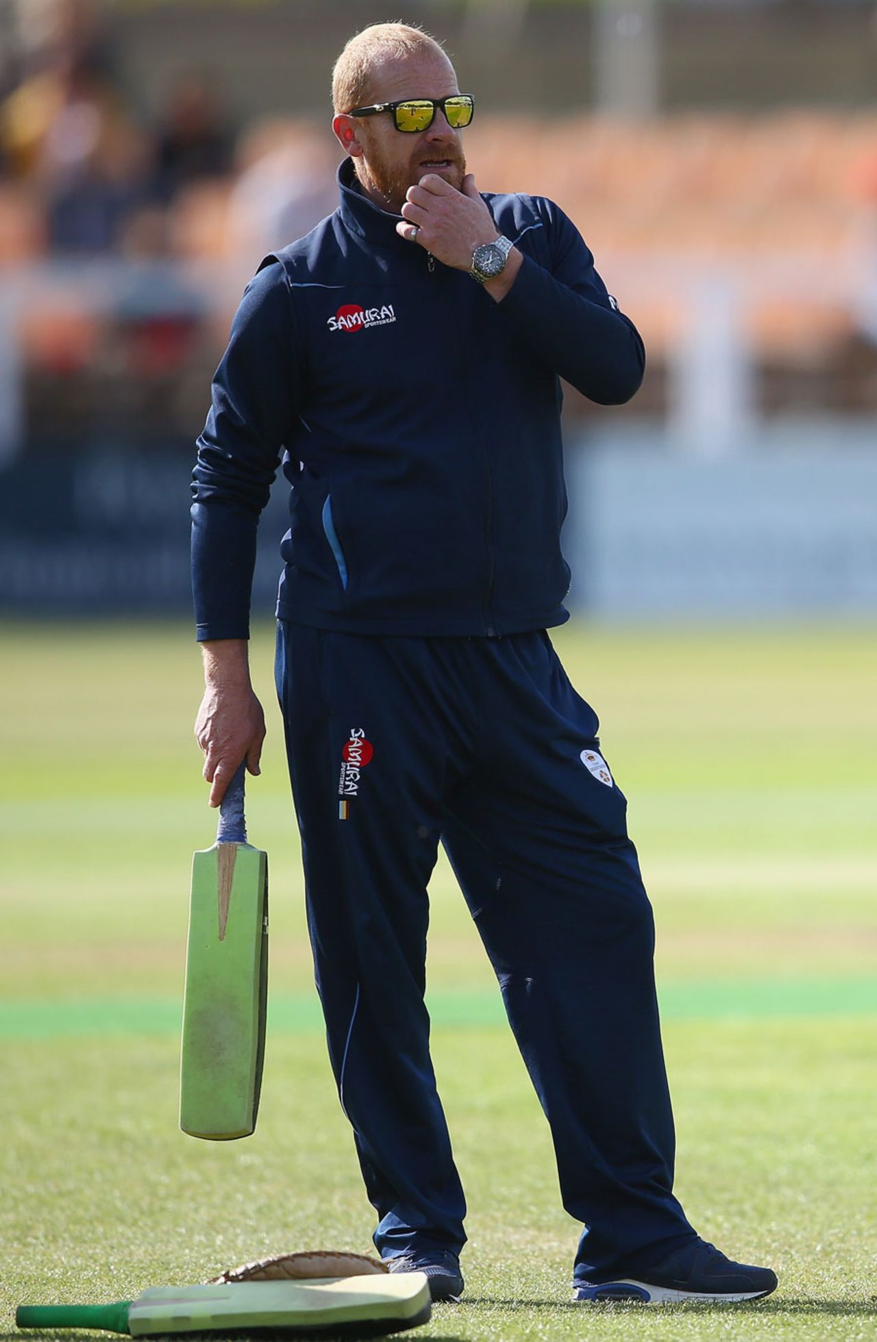 Graeme Welch oversees the warm-up, Leicestershire v Derbyshire, NatWest T20 Blast, North Group, Grace Road, May 22, 2015