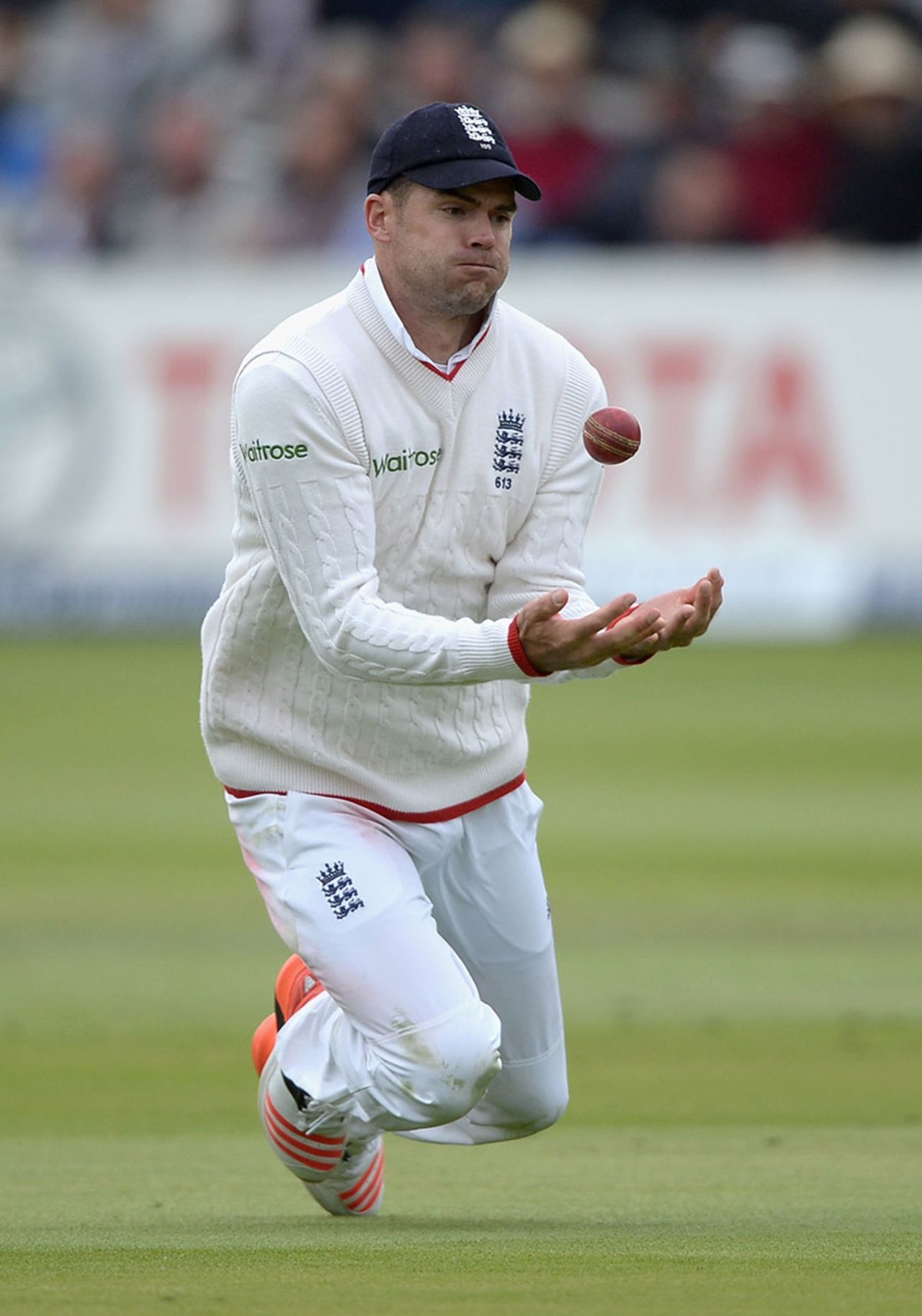 James Anderson juggled his catch but held on to end the innings, England v New Zealand, 1st Investec Test, Lord's, 3rd day, May 23, 2015