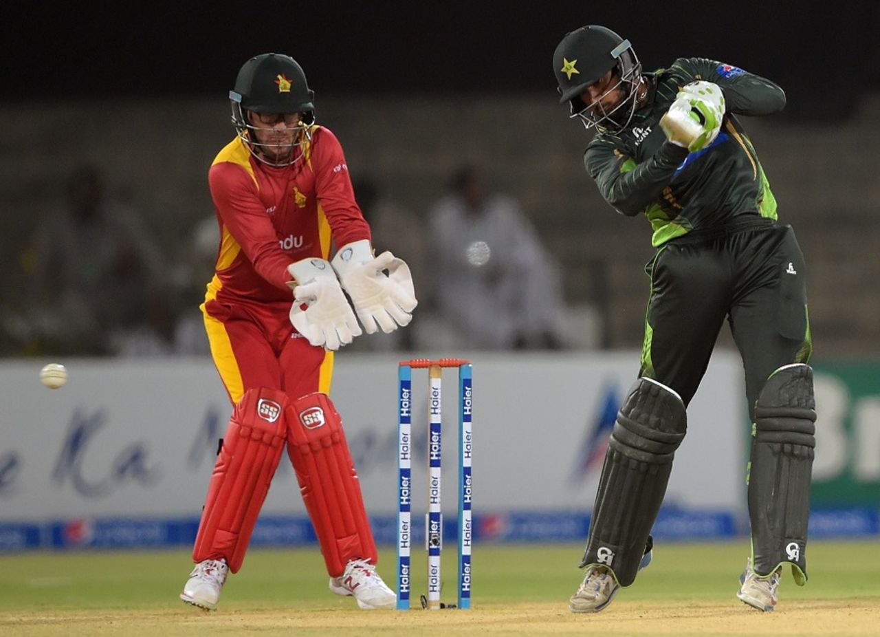 Mukhtar Ahmed blazed away to a second successive half-century in T20s, Pakistan v Zimbabwe, 2nd T20I, Lahore, May 24, 2015