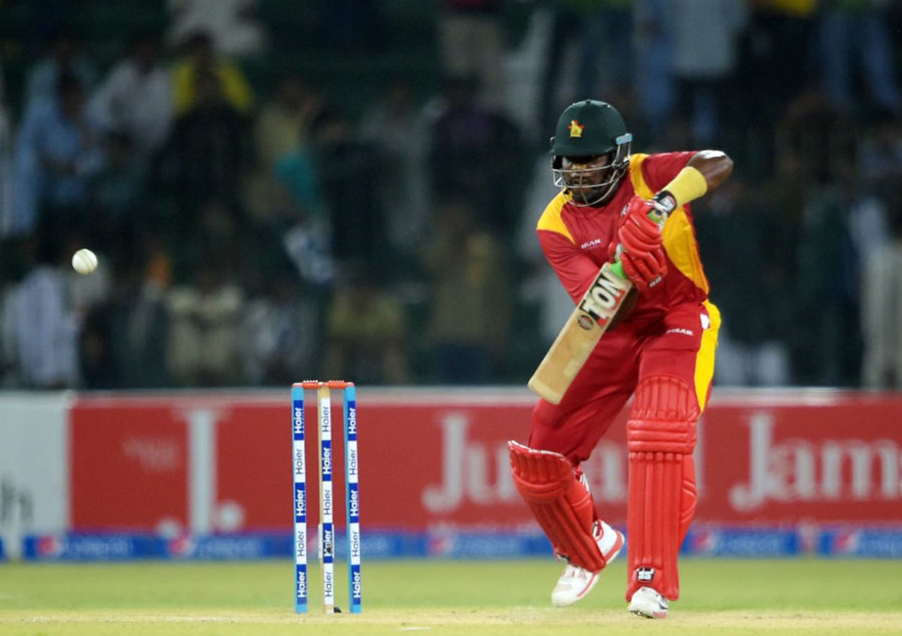 Hamilton Masakadza punches through the off side, Pakistan v Zimbabwe, 1st ODI, Lahore, May 26, 2015