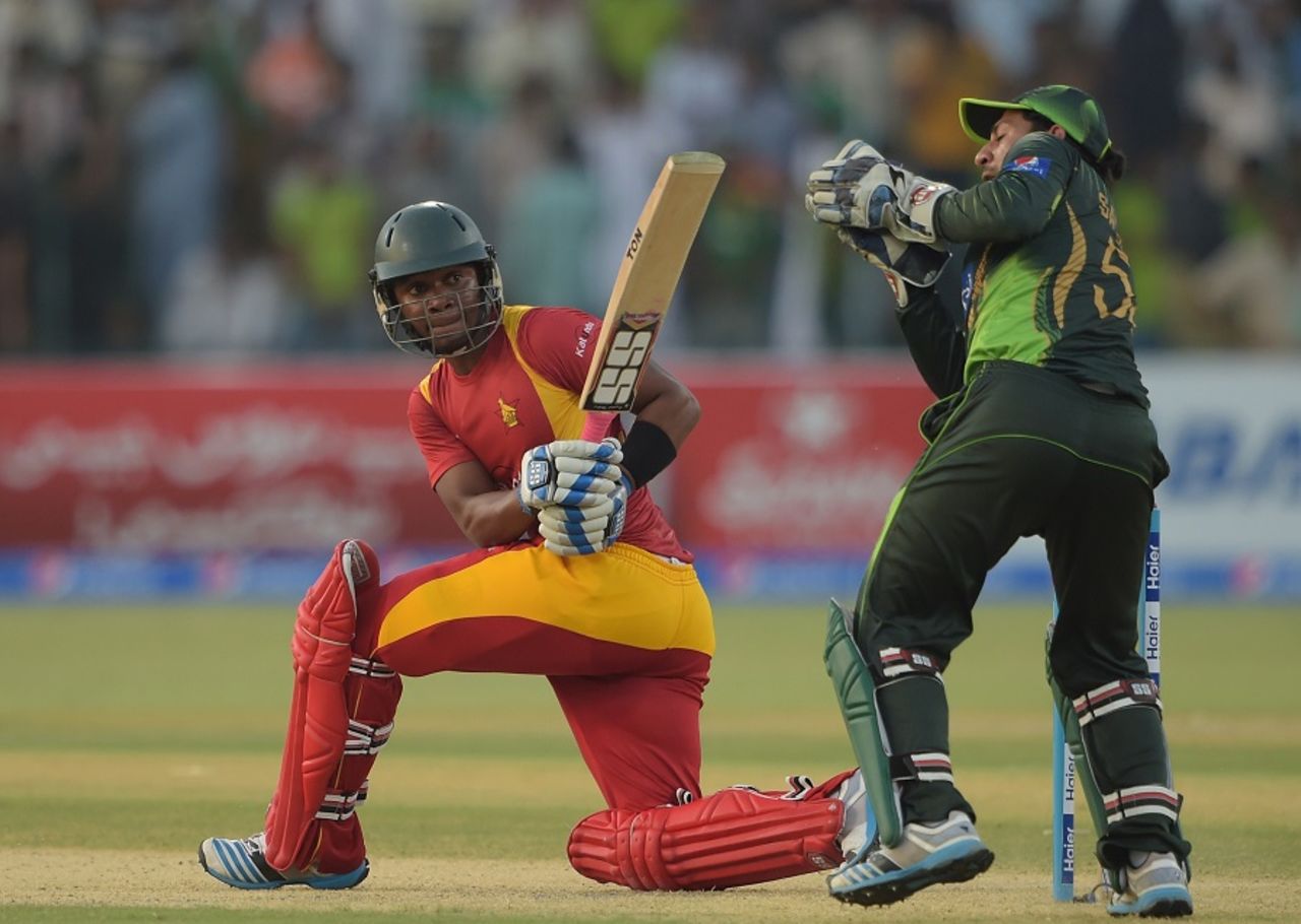 Chamu Chibhabha was adjudged caught down the leg side, Pakistan v Zimbabwe, 2nd ODI, Lahore, May 29, 2015