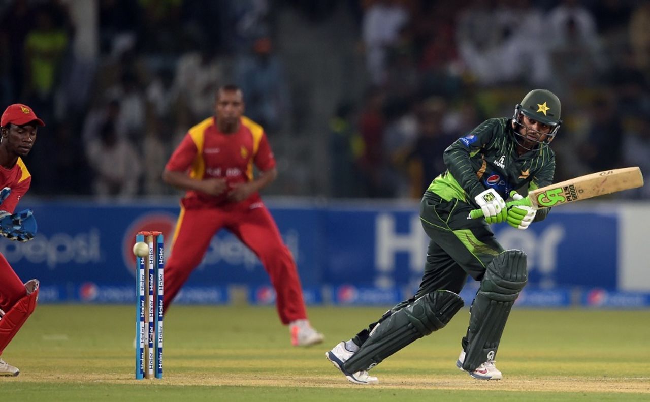 Haris Sohail works the ball through the on side, Pakistan v Zimbabwe, 2nd ODI, Lahore, May 29, 2015