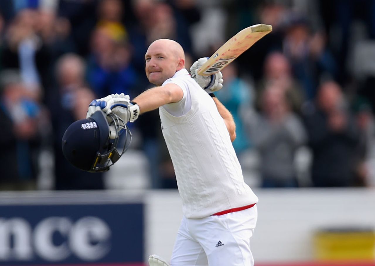 Adam Lyth celebrates his maiden Test hundred, England v New Zealand, 2nd Investec Test, Headingley, 2nd day, May 30, 2015