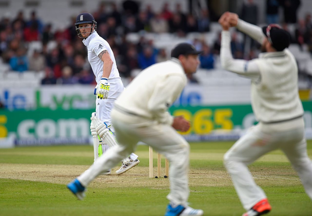 Ben Stokes was grabbed at second slip late in the day, England v New Zealand, 2nd Investec Test, Headingley, 2nd day, May 30, 2015