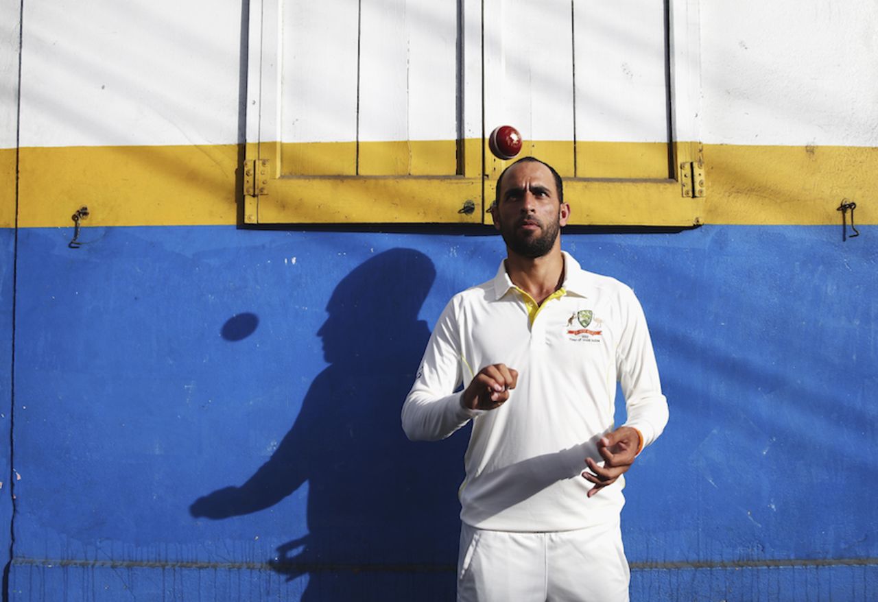 Fawad Ahmed at a portrait session, Dominica, May 30, 2015