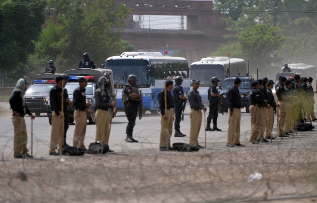 Security was beefed up outside Gaddafi Stadium ahead of the third ODI, Pakistan v Zimbabwe, 3rd ODI, Lahore, May 31, 2015