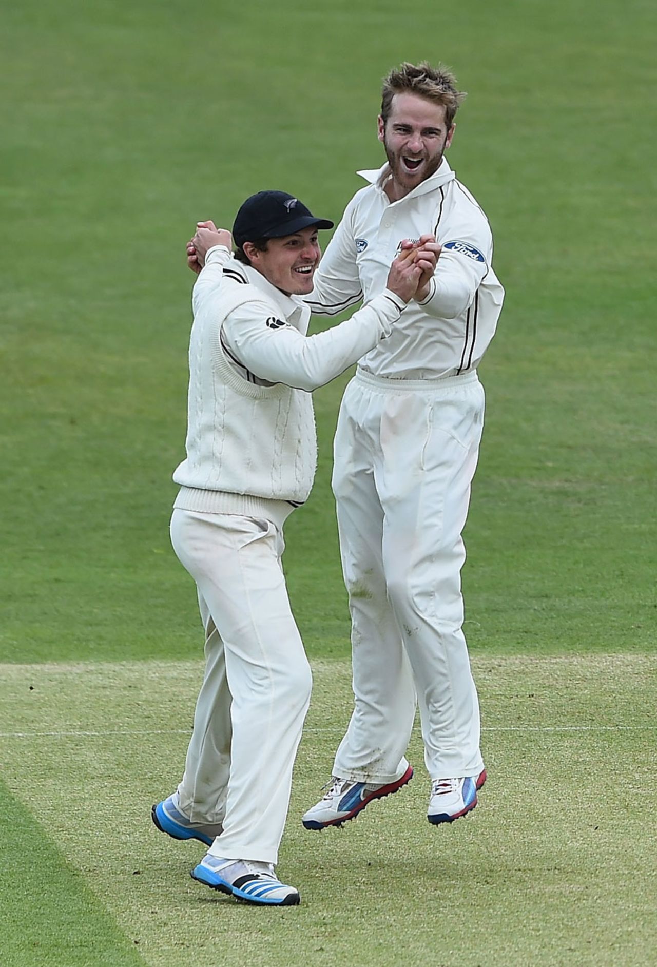 BJ Watling and Kane Williamson celebrate, England v New Zealand, 2nd Investec Test, Headingley, 5th day, June 2, 2015