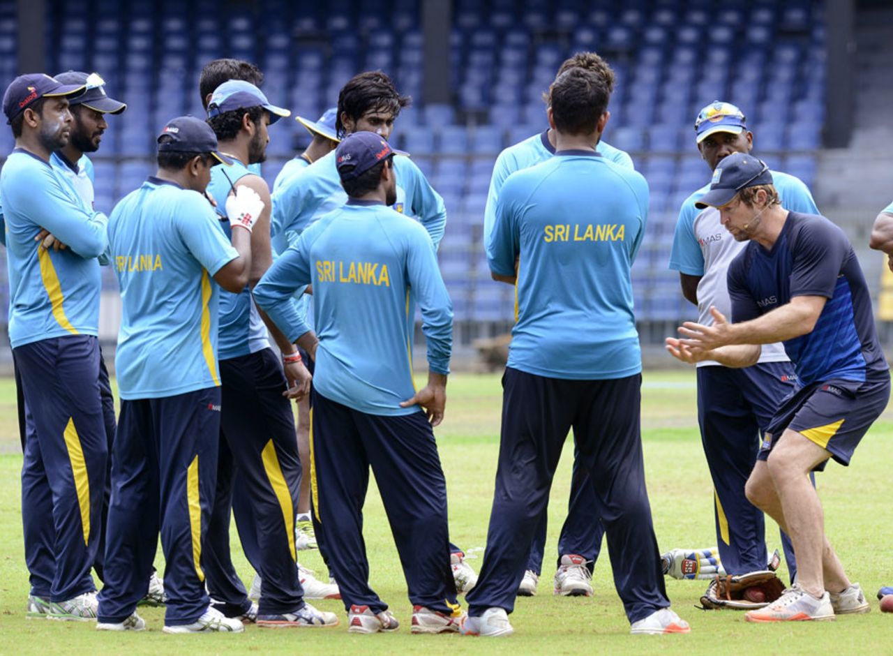 Jonty Rhodes during a fielding training session with Sri Lanka players, Colombo, June 3, 2015