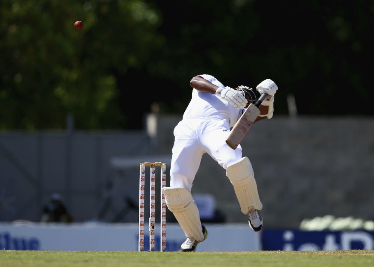 Shannon Gabriel gets out of harm's way, West Indies v Australia, 1st Test, 1st day, Roseau, June 3, 2015