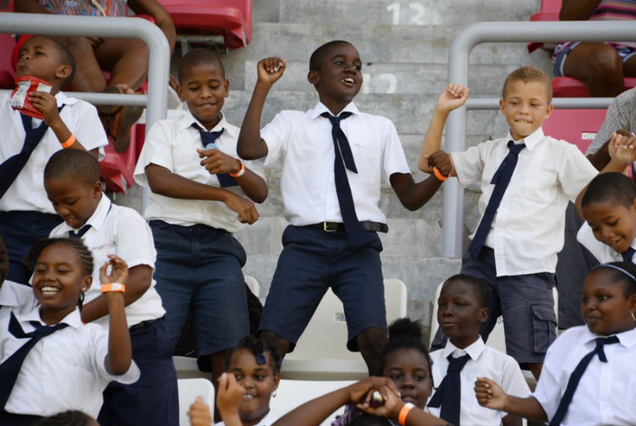 School kids enjoying themselves at Windsor Park, West Indies v Australia, 1st Test, 1st day, Roseau, June 3, 2015