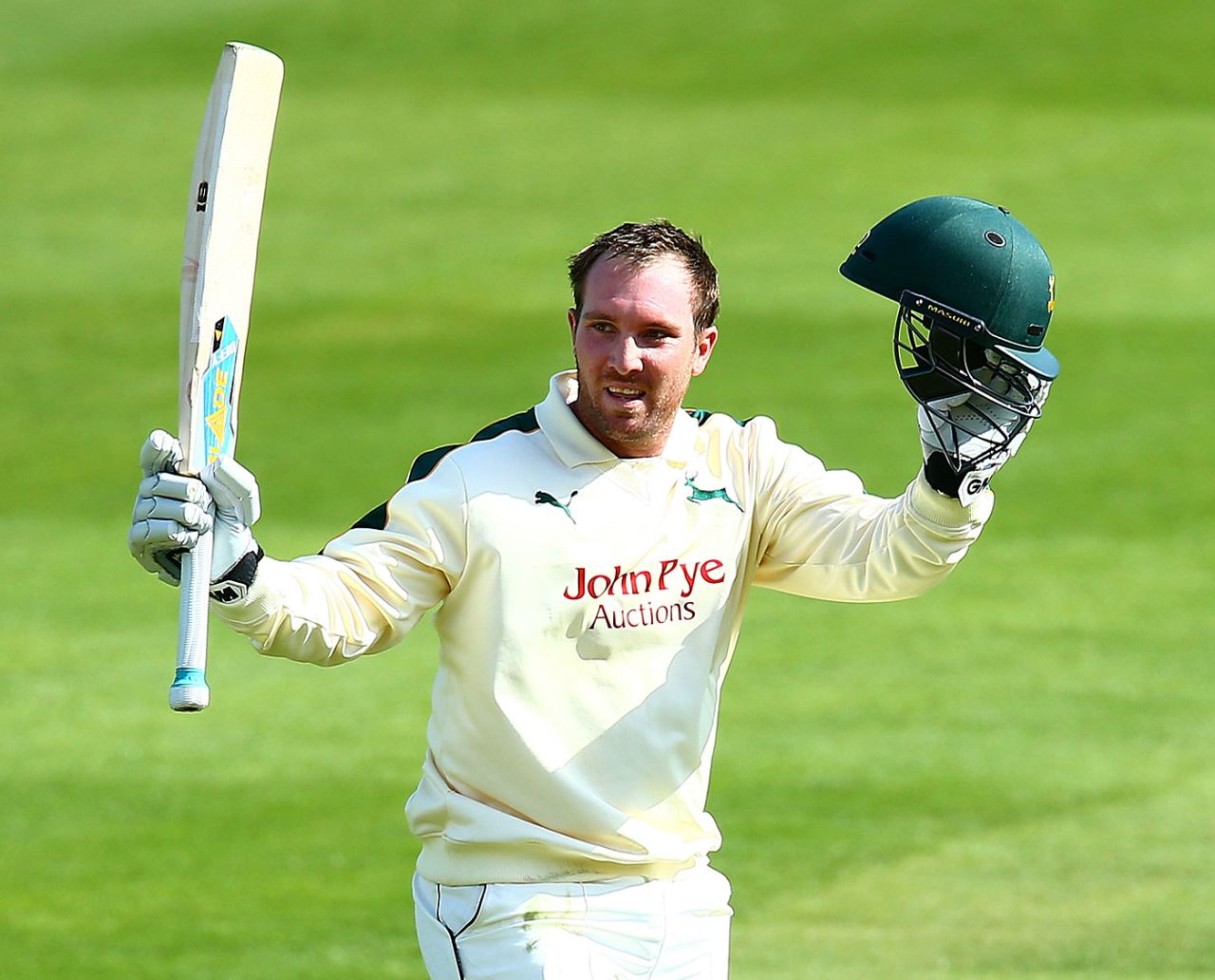 Brendan Taylor celebrates his century on his Championship debut, Middlesex v Nottinghamshire, County Championship Division One, Lord's, April 12, 2015