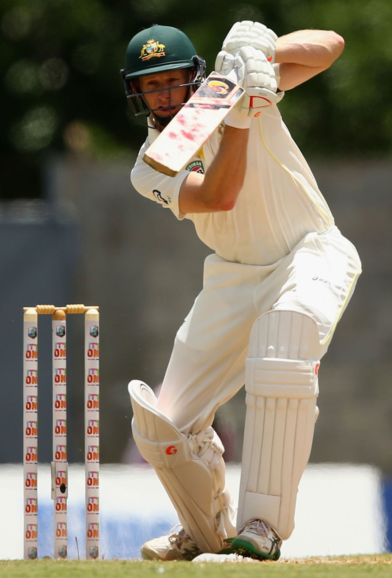 Adam Voges pushes to off during his first Test innings, West Indies v Australia, 1st Test, Roseau, 2nd day, June 4, 2015